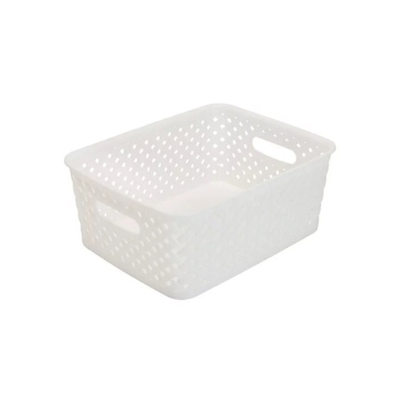 NWT Simplify Small Resin Wicker Storage Bin in White (10 x 8 x 4") - Picture 2 of 5